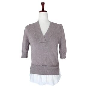 Brochu Walker Women's Extra Small Sweater Bisque Lucie Layered V Looker Top